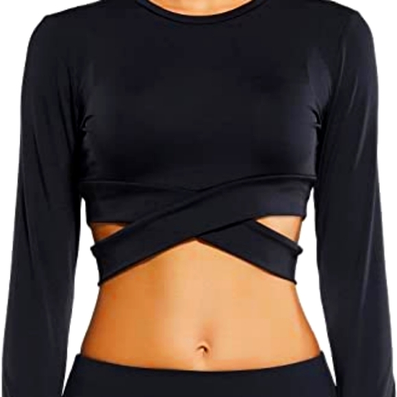 Seasum women workout crop top seamless athletic long sleeve tee size xl - Picture 1 of 11
